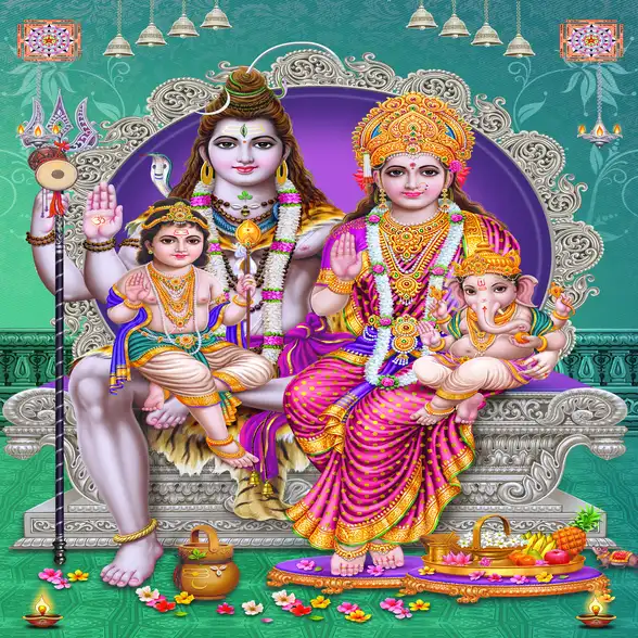 1817 Lord Shiv Plain, Glitter, Stone, Crystal High Gloss Decorative Tile by Global Art