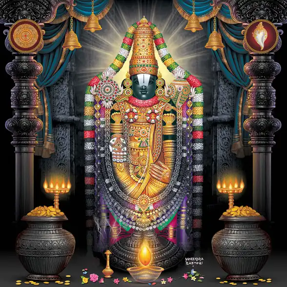 1877 Tirupati Balaji Plain, Glitter, Stone, Crystal High Gloss Decorative Tile by Global Art