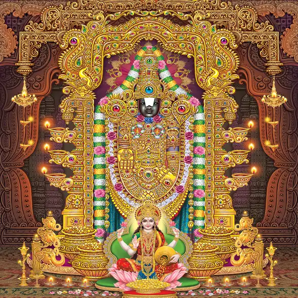 1875 Tirupati Balaji Plain, Glitter, Stone, Crystal High Gloss Decorative Tile by Global Art