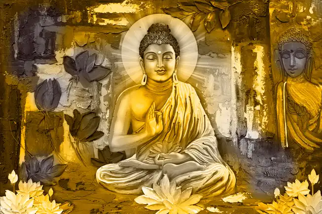 BD005 Bhagwan Budh Plain, Glitter, Stone, Crystal High Gloss Decorative Tile by Global Art