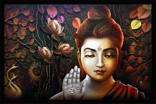 BD010 Bhagwan Budh Plain, Glitter, Stone, Crystal High Gloss Decorative Tile by Global Art