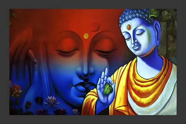 BD012 Bhagwan Budh Plain, Glitter, Stone, Crystal High Gloss Decorative Tile by Global Art
