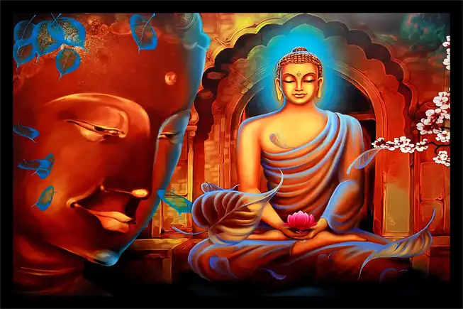 BD014 Bhagwan Budh Plain, Glitter, Stone, Crystal High Gloss Decorative Tile by Global Art