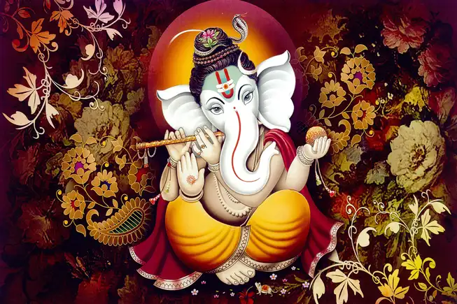 GN002 Ganesh Ji Plain, Glitter, Stone, Crystal High Gloss Decorative Tile by Global Art