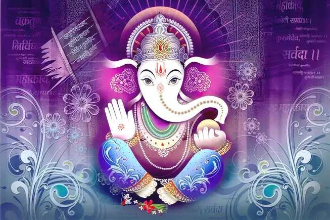 GN005 Ganesh Ji Plain, Glitter, Stone, Crystal High Gloss Decorative Tile by Global Art