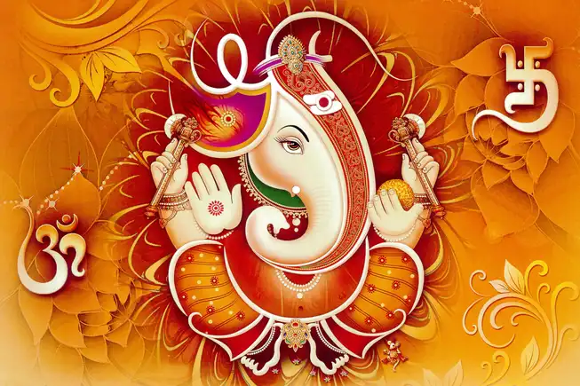 GN006 Ganesh Ji Plain, Glitter, Stone, Crystal High Gloss Decorative Tile by Global Art