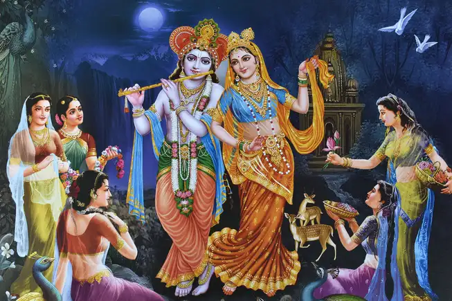 RK012 Radha Krishna Plain, Glitter, Stone, Crystal High Gloss Decorative Tile by Global Art