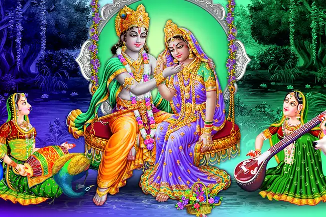 RK039 Radha Krishna Plain, Glitter, Stone, Crystal High Gloss Decorative Tile by Global Art
