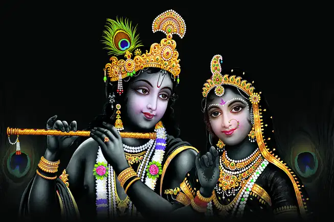 RK062 Radha Krishna Plain, Glitter, Stone, Crystal High Gloss Decorative Tile by Global Art