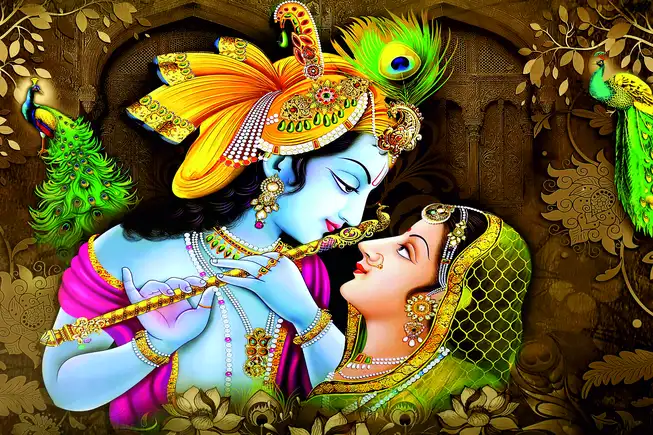 RK0103 Radha Krishna Plain, Glitter, Stone, Crystal High Gloss Decorative Tile by Global Art