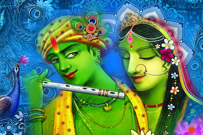 RK0116 Radha Krishna Plain, Glitter, Stone, Crystal High Gloss Decorative Tile by Global Art