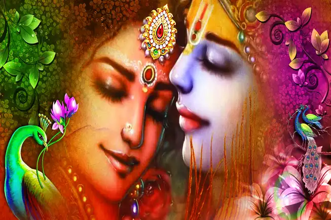RK0118 Radha Krishna Plain, Glitter, Stone, Crystal High Gloss Decorative Tile by Global Art
