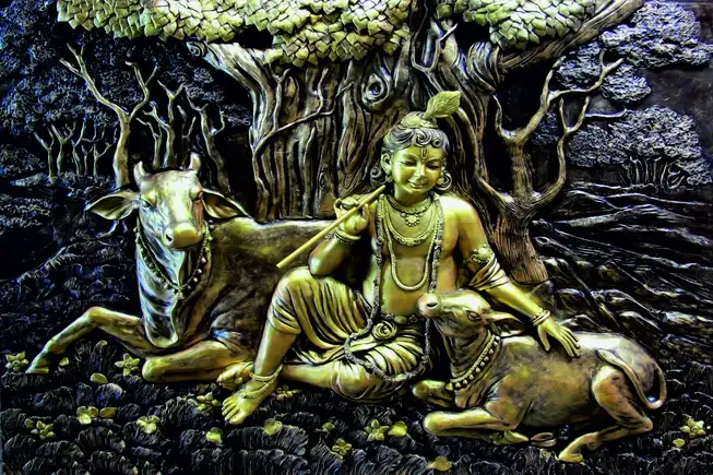 RK0128 Radha Krishna Plain, Glitter, Stone, Crystal High Gloss Decorative Tile by Global Art