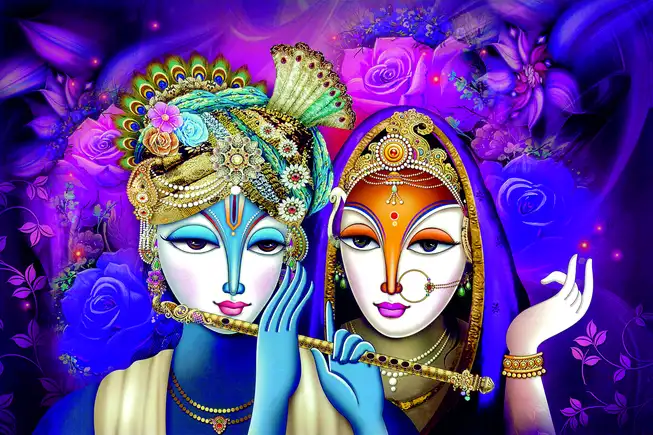 RK0143 Radha Krishna Plain, Glitter, Stone, Crystal High Gloss Decorative Tile by Global Art
