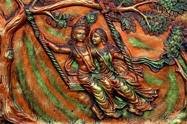 RK0145 Radha Krishna Plain, Glitter, Stone, Crystal High Gloss Decorative Tile by Global Art