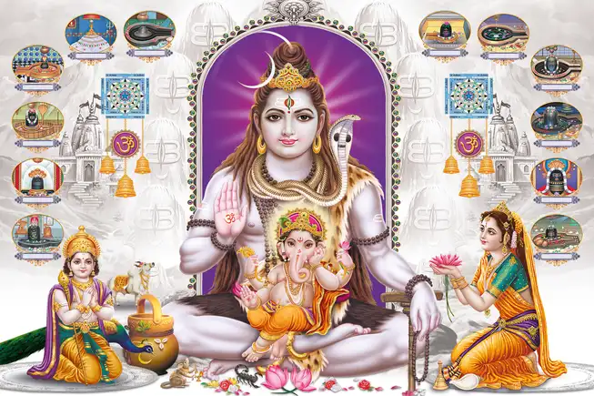 SN001 Lord Shiv Plain, Glitter, Stone, Crystal High Gloss Decorative Tile by Global Art