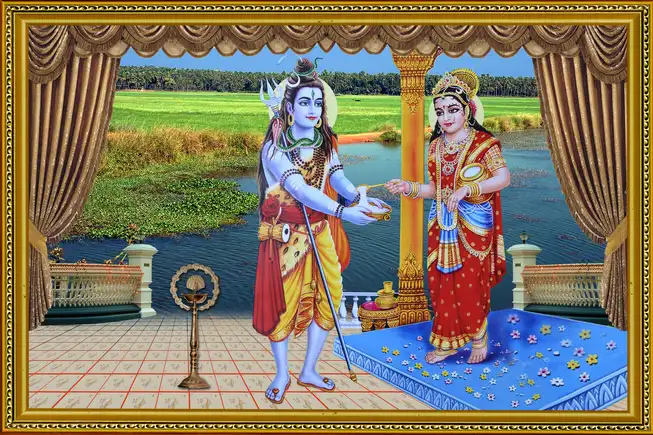 SN006 Lord Shiv Plain, Glitter, Stone, Crystal High Gloss Decorative Tile by Global Art
