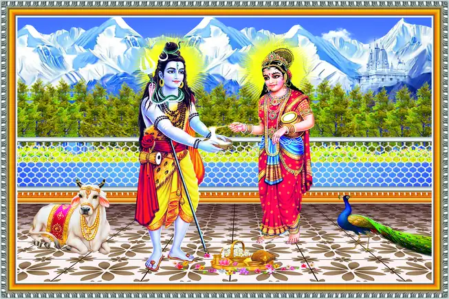 SN012 Lord Shiv Plain, Glitter, Stone, Crystal High Gloss Decorative Tile by Global Art