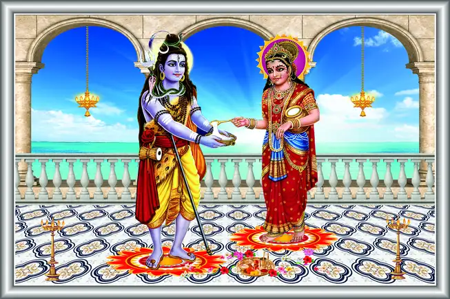 SN027 Lord Shiv Plain, Glitter, Stone, Crystal High Gloss Decorative Tile by Global Art