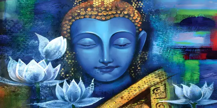 BD304 Bhagwan Budh Plain, Glitter, Stone, Crystal High Gloss Decorative Tile by Global Art