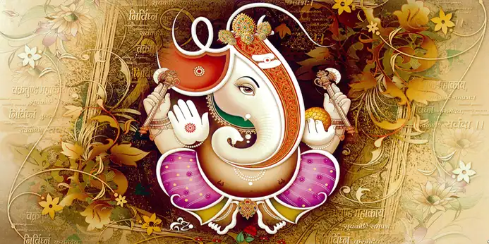 GN304 Ganesh Ji Plain, Glitter, Stone, Crystal High Gloss Decorative Tile by Global Art