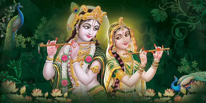RK329 Radha Krishna Plain, Glitter, Stone, Crystal High Gloss Decorative Tile by Global Art