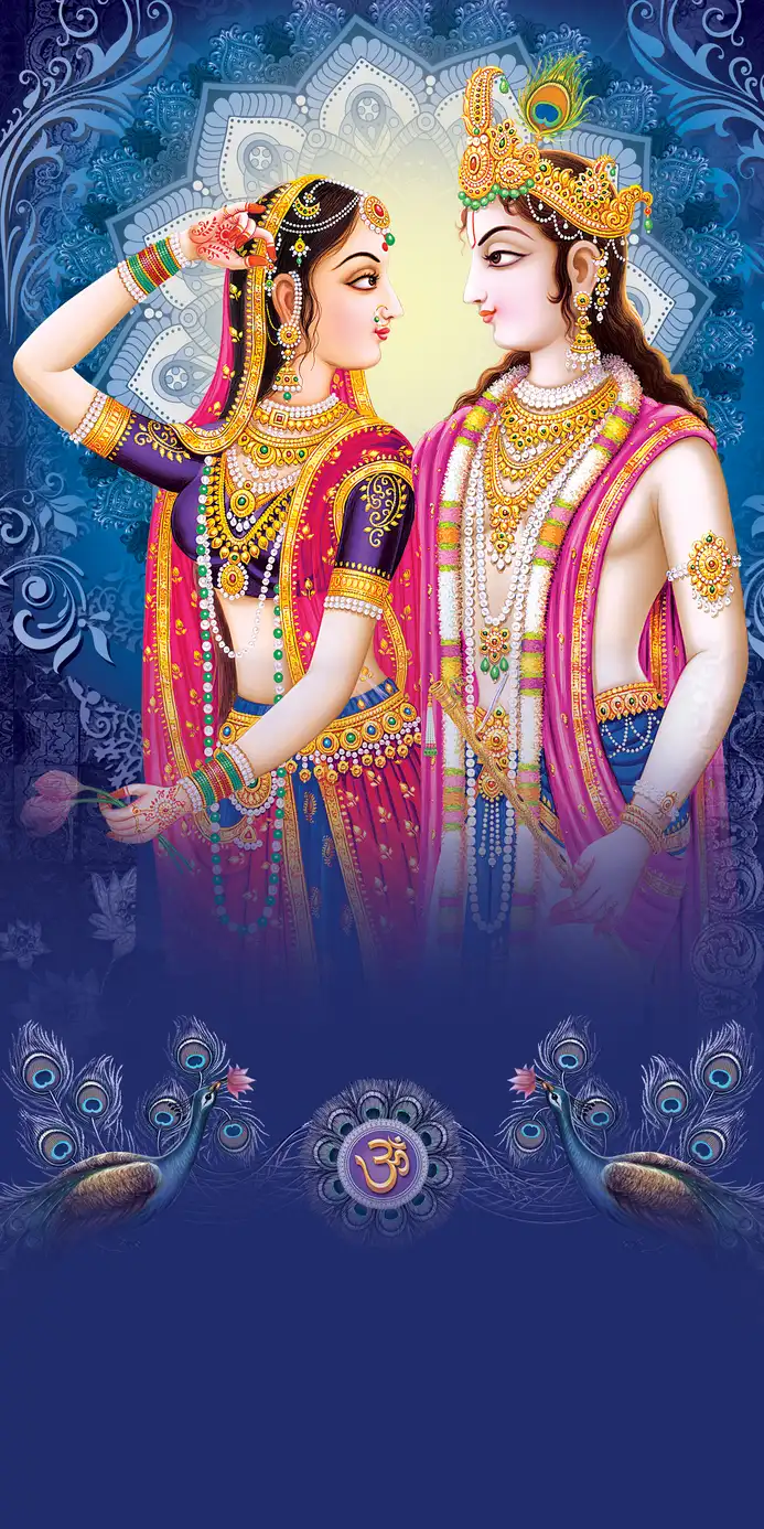 RK416 Radha Krishna Plain, Glitter, Stone, Crystal High Gloss Decorative Tile by Global Art