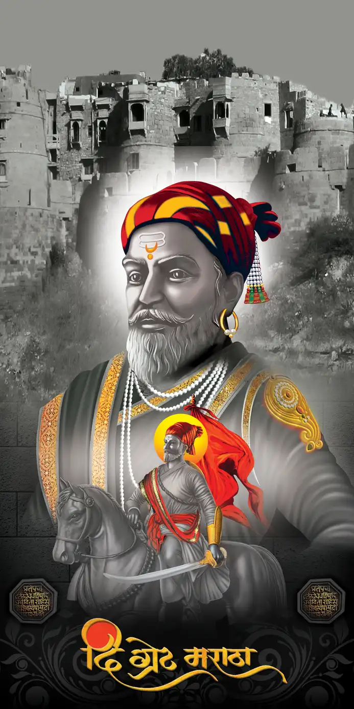 SV404 Chhatrapati Shivaji Maharaj Plain, Glitter, Stone, Crystal High Gloss Decorative Tile by Global Art