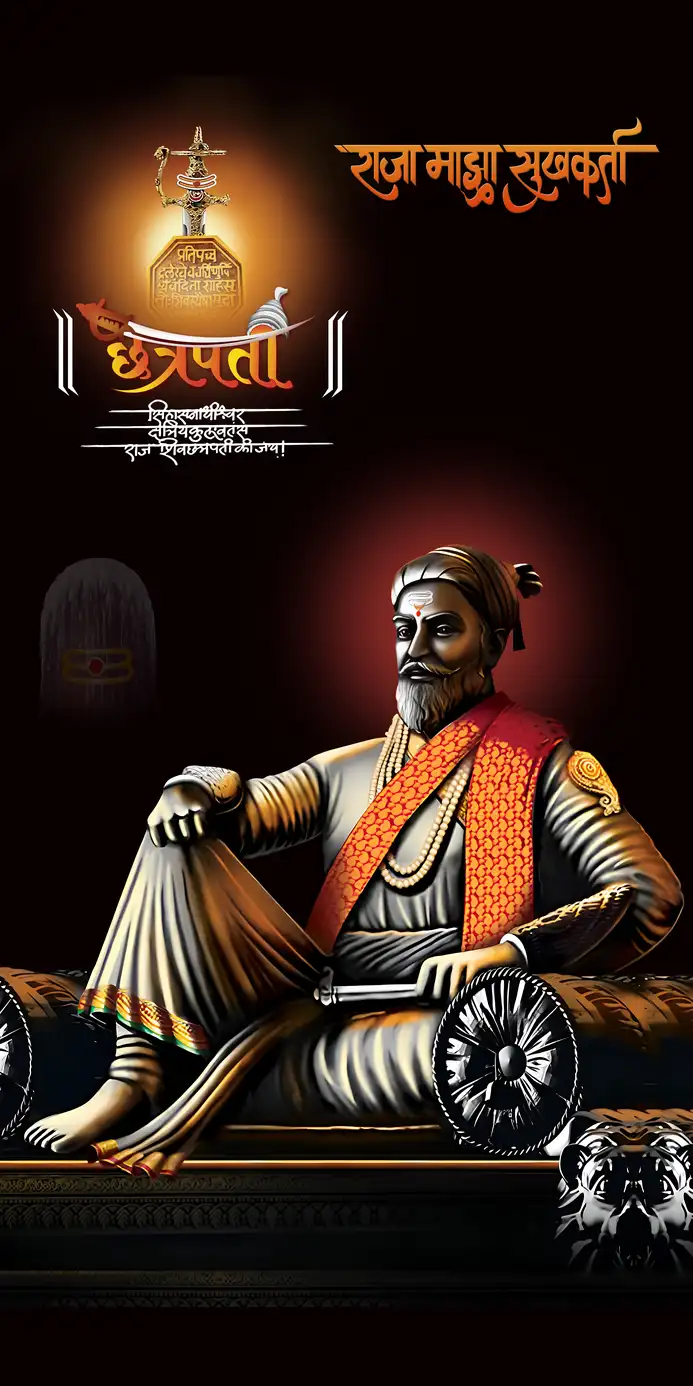 SV413 Chhatrapati Shivaji Maharaj Plain, Glitter, Stone, Crystal High Gloss Decorative Tile by Global Art