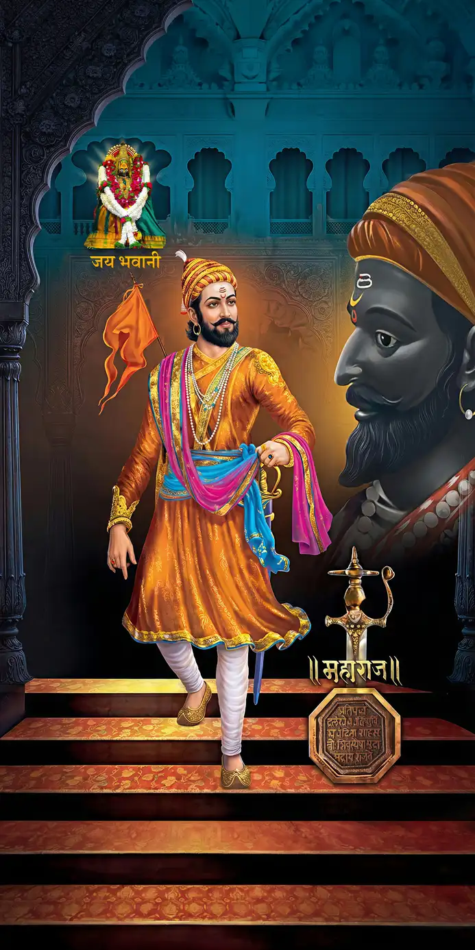 SV416 Chhatrapati Shivaji Maharaj Plain, Glitter, Stone, Crystal High Gloss Decorative Tile by Global Art