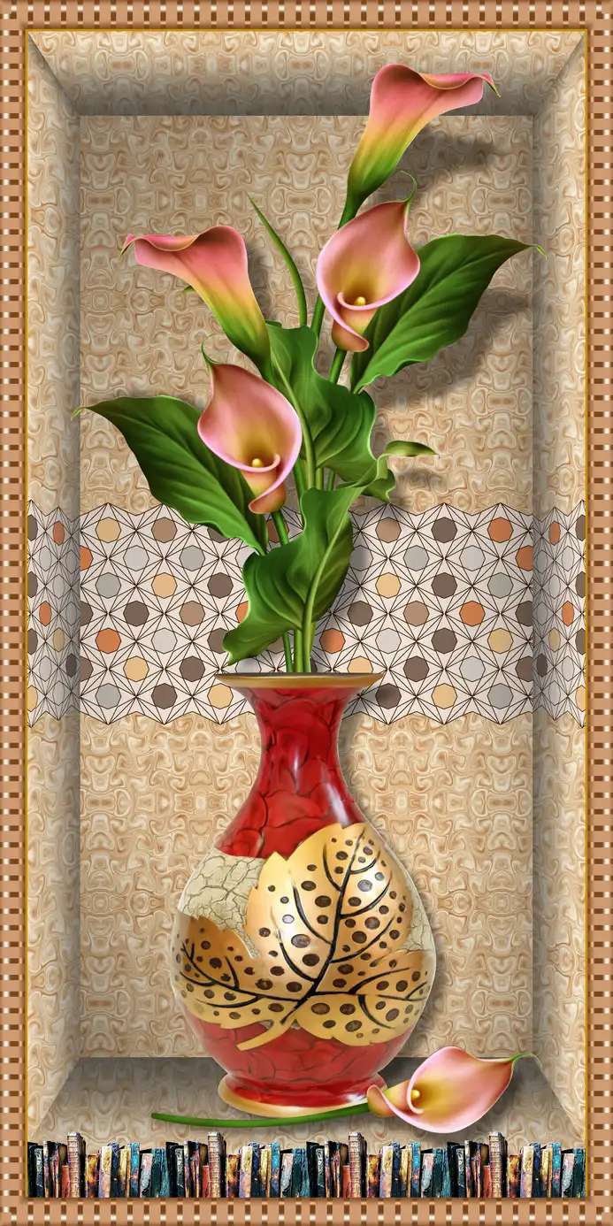 MX407 Flower Plain, Glitter High Gloss Decorative Tile by Global Art