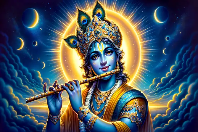 CY314 Lord Krishna Crystal High Gloss Decorative Tile by Global Art