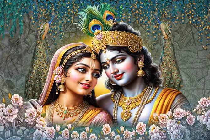 CY345 Lord Krishna Crystal High Gloss Decorative Tile by Global Art