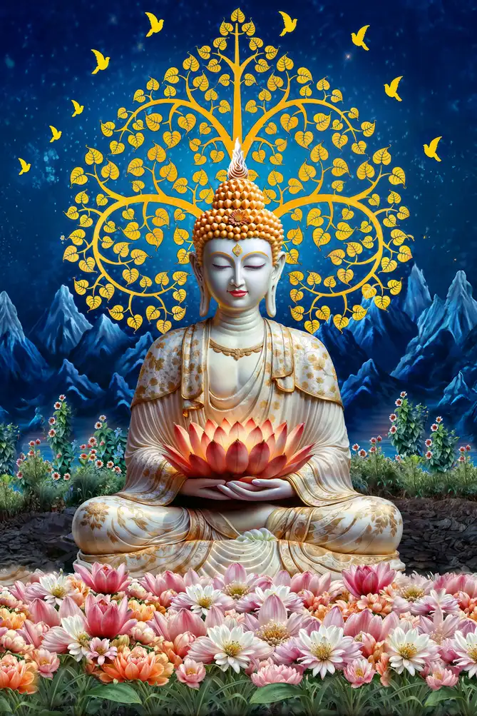 CY401 Bhagwan Budh Crystal High Gloss Decorative Tile by Global Art