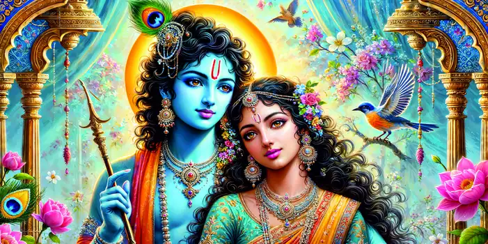 CY036 Radha Krishna Crystal High Gloss Decorative Tile by Global Art