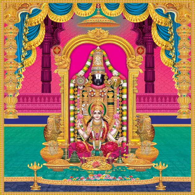 1950 Tirupati Balaji Plain, Glitter, Stone, Crystal High Gloss Decorative Tile by Global Art